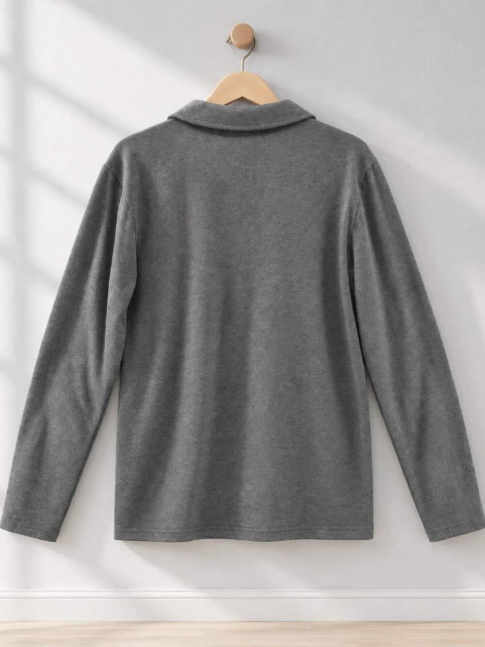 KUYIGO, Men's Long Sleeve Polo Shirt, Charcoal Grey, Size M - Picture 2 of 7